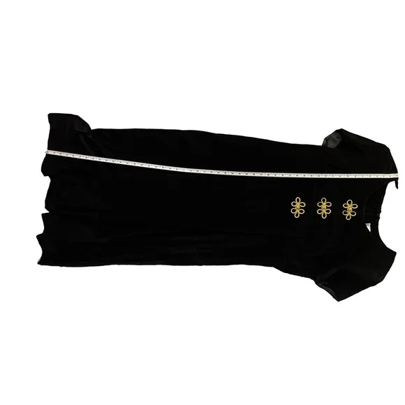 Leslie Lucks, Vintage & Velvet Black Dress with Gold Color Accents, SZ: 16 - Picture 8 of 9
